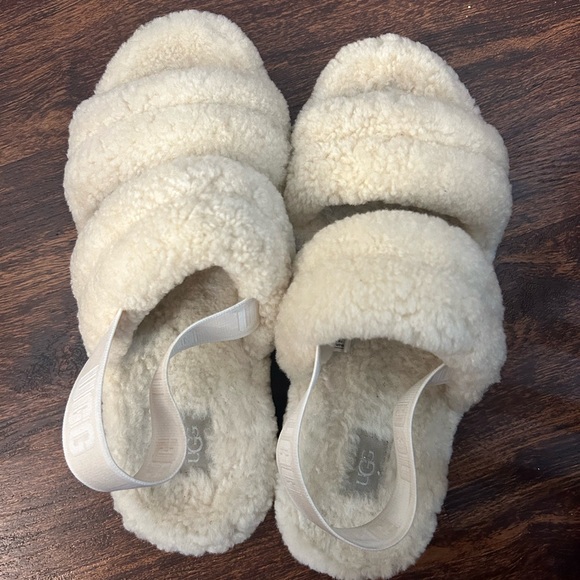 Ugg Women Beige Oh Fluffita Sheepskin Slingback Slipper Sandal Shoe Sz Us 10 - Picture 3 of 6